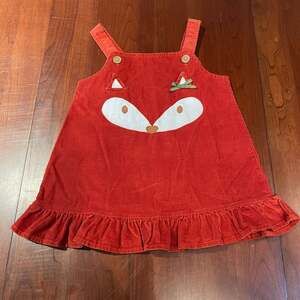 Gymboree Girls Orange Fox Corduroy Jumper Dress